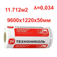 Мат минераловатный 34 rn Стены и крыши ПРОФ, 9600х1220х50 мм, 11,712 м2